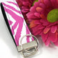 Pink Zebra Print Wristlet Keychain, Cute Animal Print Keychain, Zebra Stripe Key Fob, Nurse Graduation Gift