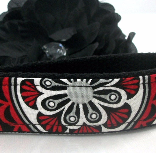 Wristlet Keychain Key Fob - Red Black Grey Floral