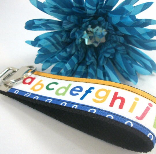 Alphabet Fabric Wristlet Keychain, Nanny Gift, Preschool Teacher Gifts, Teacher Assistant, First Grade Teacher, Daycare Provider Gifts