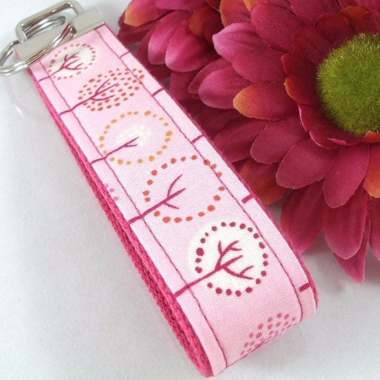 Handmade Wristlet Keychain in Tree Fabric, College Graduation Gift for her, I Miss You Gift, Mom Gift from Son