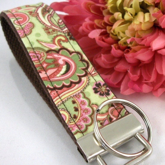 Handmade Wristlet Keychain in Paisley fabric, Boho Keychain, College Graduation Gift for her, I Miss You Gift, Mom Gift from Son