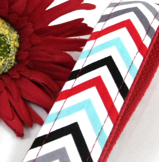 Chevron Key fob Red Grey Aqua