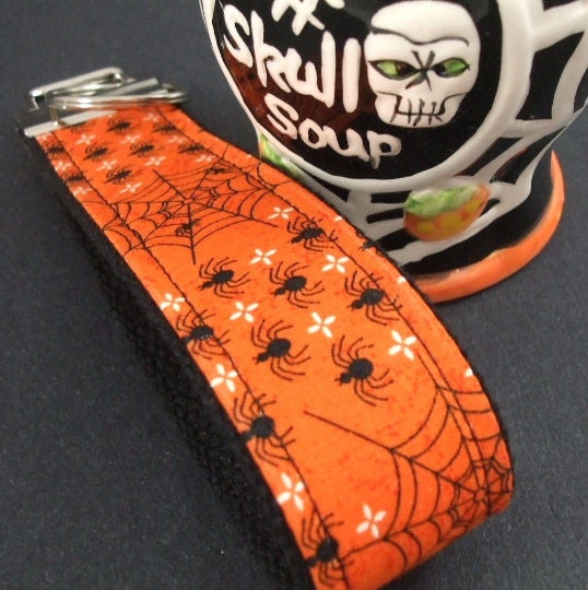 Handmade Keychain Wristlet with Spiders, Spider, Popular Right Now, Halloween, Thank you gift for Friend, Preschool Teacher Gifts