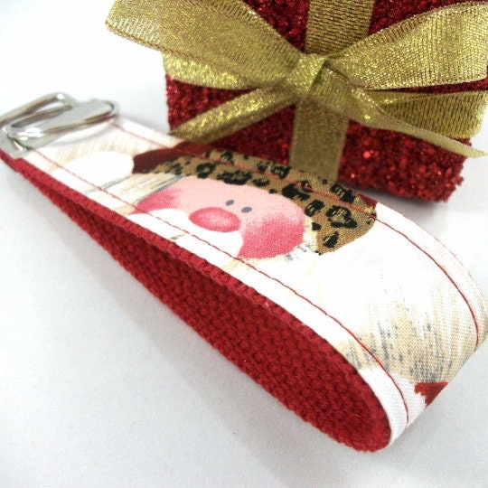 Handmade Christmas Keychain Wristlet, Santa, Christmas in July, Leopard, Trending Now, Key Chains for Women