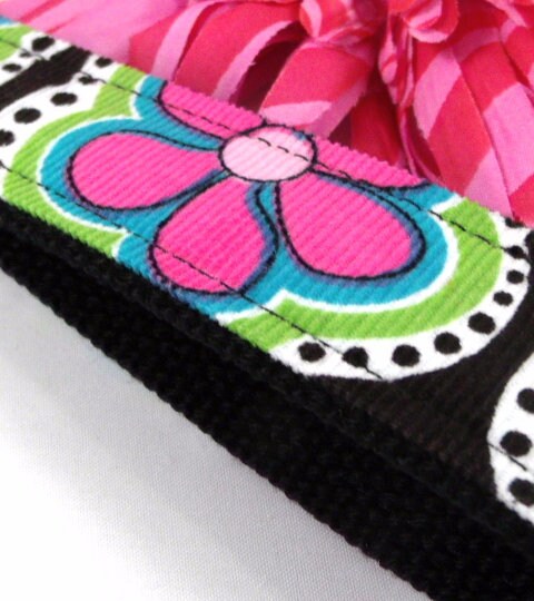 Corduroy Wristlet Key Fob Floral Fabric