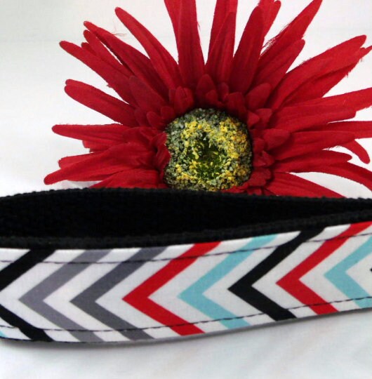 Red Gray Aqua Chevron Print Fabric Keychain, Teacher Gifts, New Mom Gift, Chevron Best Friend Gift, Sister Gift