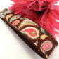 Wristlet Keychain Key Fob - Retro Brown Paisley
