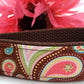 Wristlet Keychain Key Fob - Retro Brown Paisley
