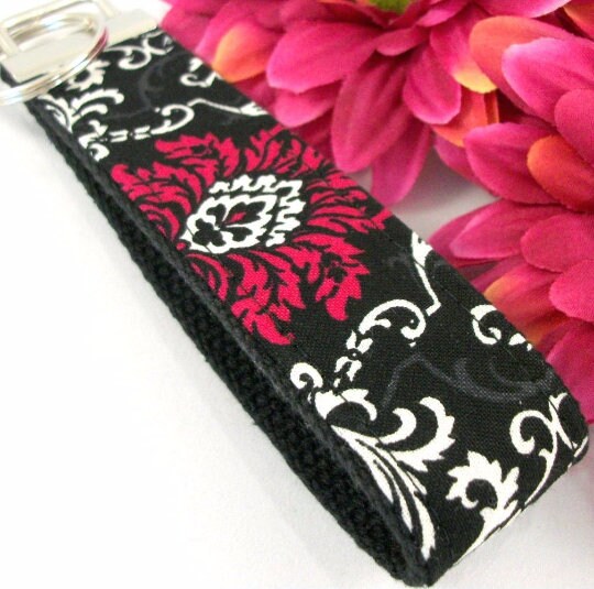 Wristlet Key Fob Damask Pattern