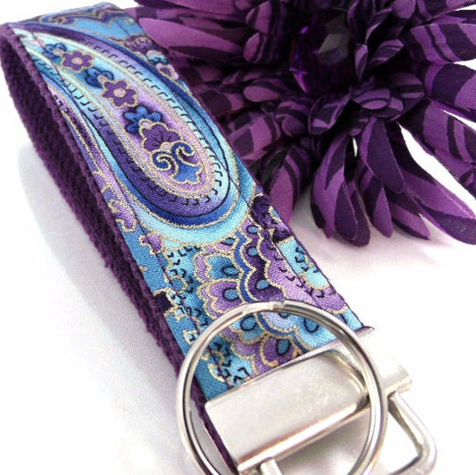 Handmade Wristlet Keychain in Paisley fabric, College Graduation Gift for her, I Miss You Gift, Mom Gift from Son