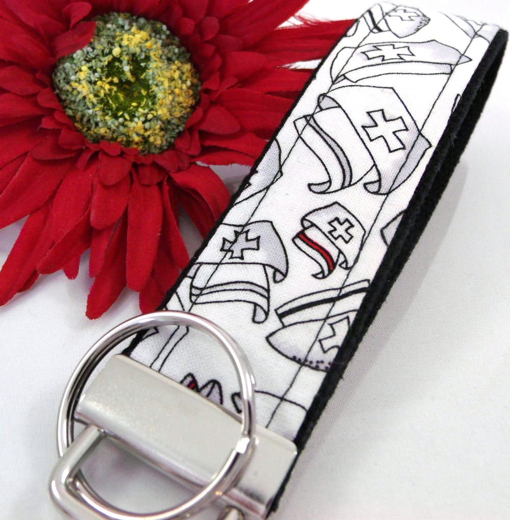 Handmade Wristlet keychain in Nurse fabric, Nurse Graduation Gift, Nurse Appreciation Week, Gift for Nurse Graduation