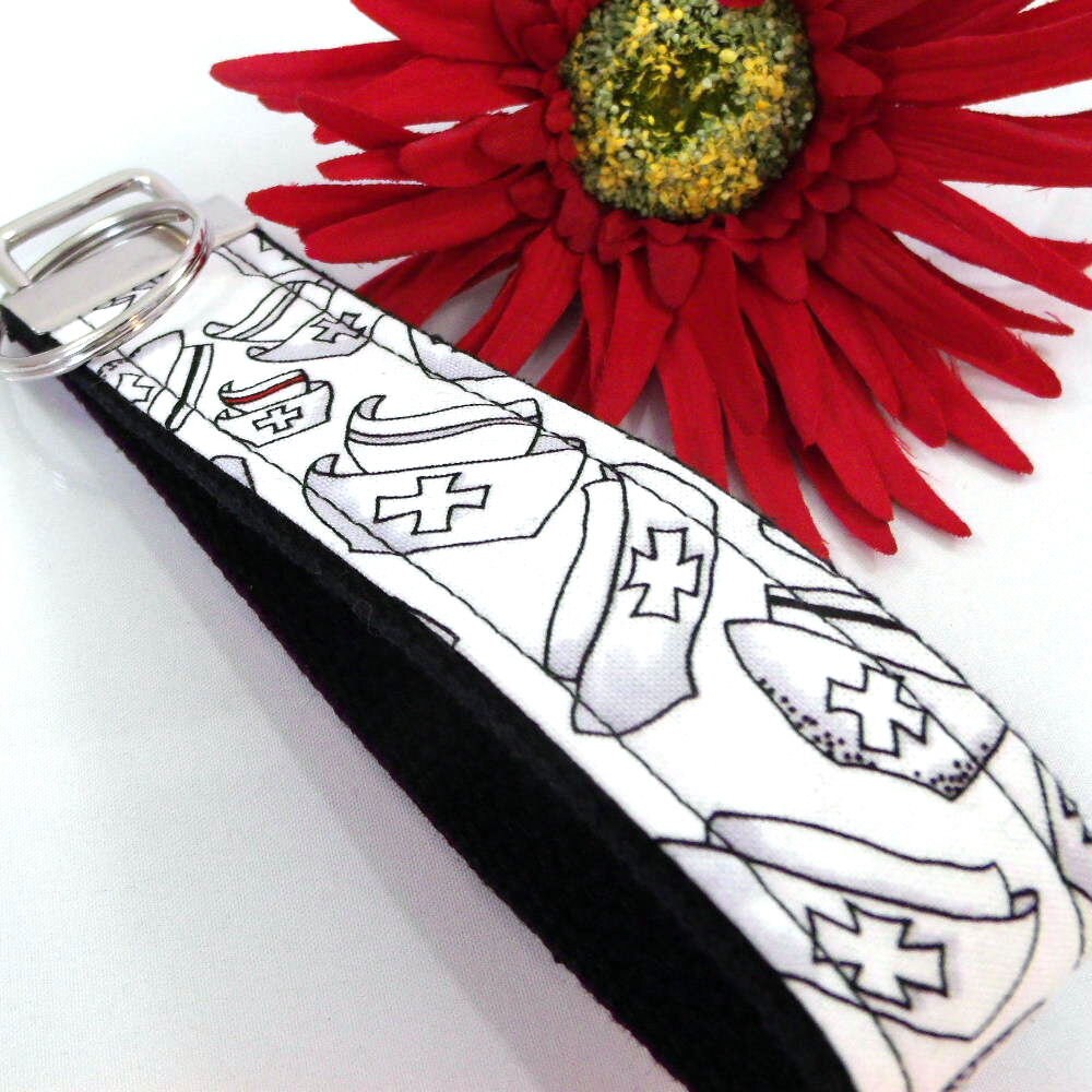 Handmade Wristlet keychain in Nurse fabric, Nurse Graduation Gift, Nurse Appreciation Week, Gift for Nurse Graduation