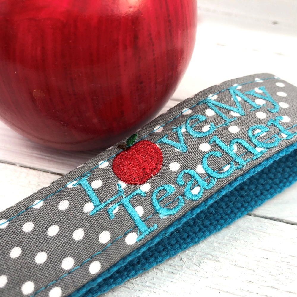 Embroidered Keychain for End of Year Teacher Gift, Preschool Teacher Gifts, English Teacher gift