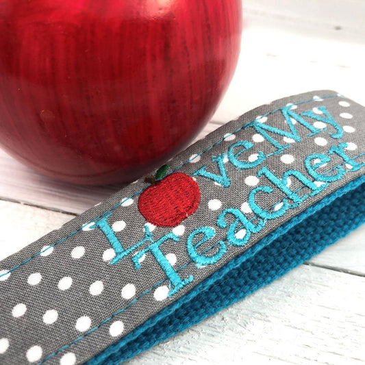 Embroidered Keychain for End of Year Teacher Gift, Preschool Teacher Gifts, English Teacher gift