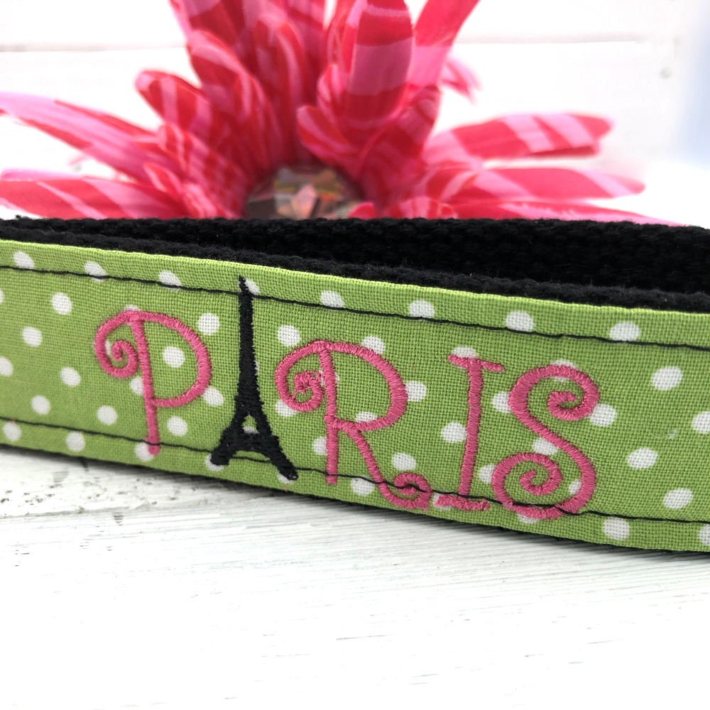PARIS French Embroidered Keychain Key Fob Tassel Charm