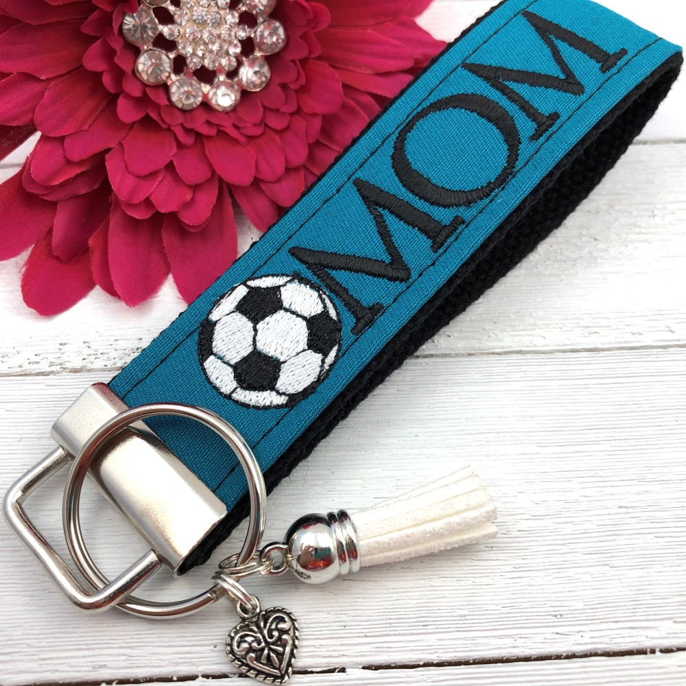 Handmade Soccer Mom Keychain Wristlet, Wrist Keychain for Her, Key fob Wristlet, Wristlet Keychain, Bracelet Keychain, Trending Now