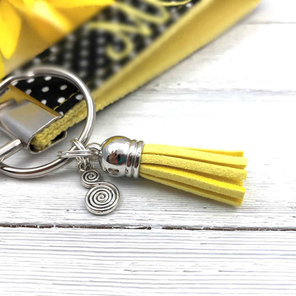 MOM Embroidered Keychain Key Fob Tassel Charm