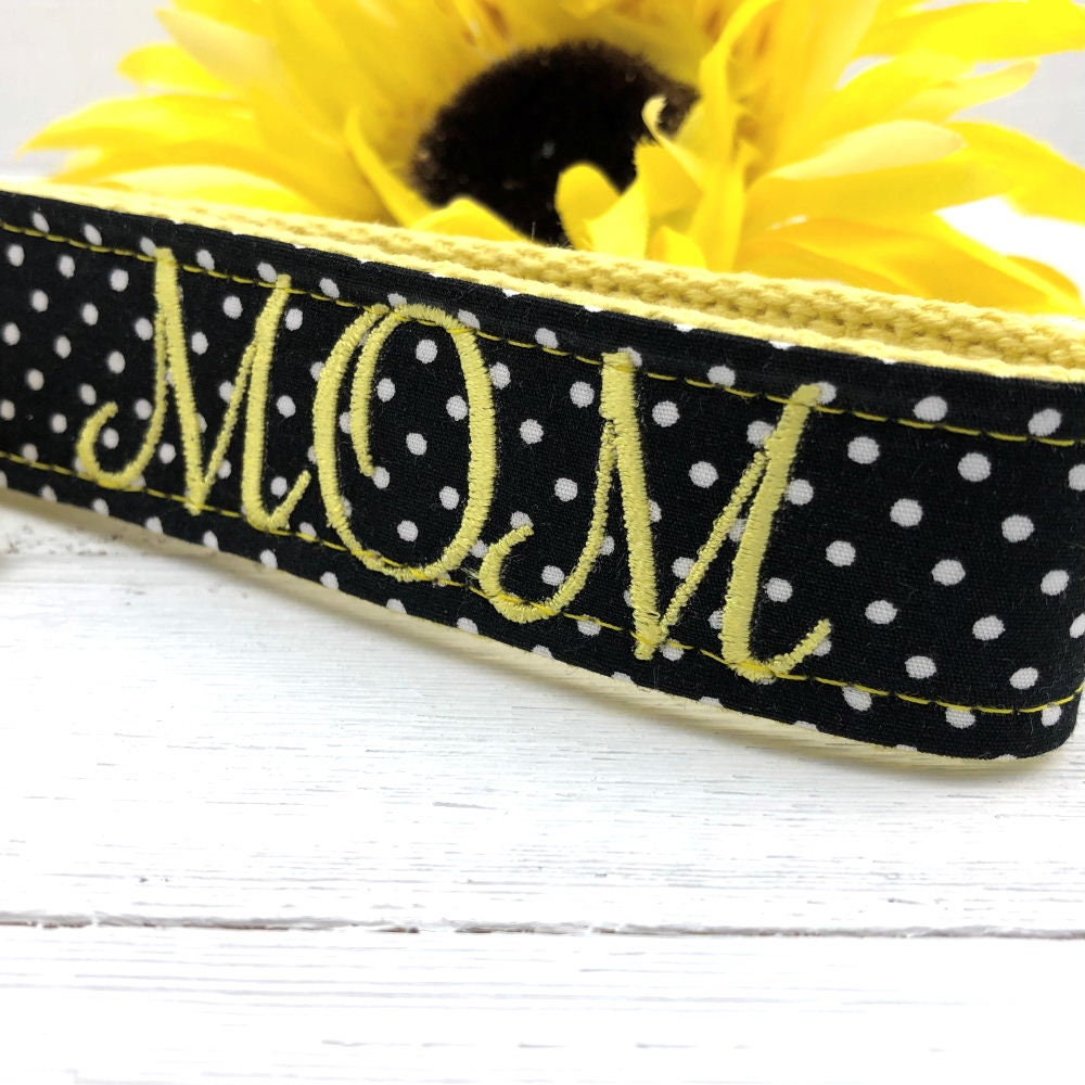 MOM Embroidered Keychain Key Fob Tassel Charm