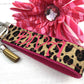 DIVA Embroidered Keychain Key Fob Tassel Charm Hot Pink Leopard