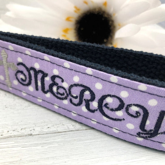 MERCY Embroidered Keychain Key Fob Tassel Charm Cross