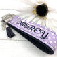 MERCY Embroidered Keychain Key Fob Tassel Charm Cross