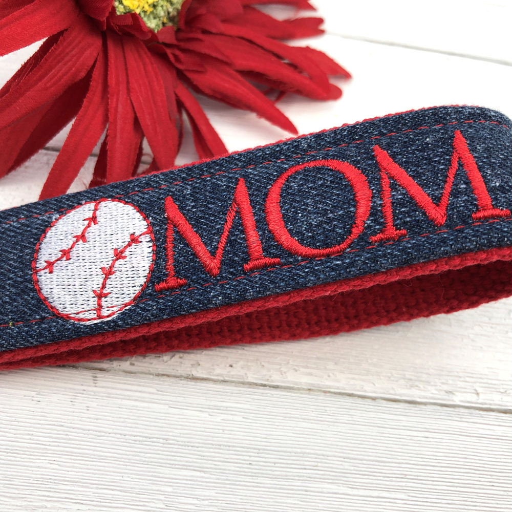 Baseball Mom Embroidered Keychain Key Fob Tassel and Charm too