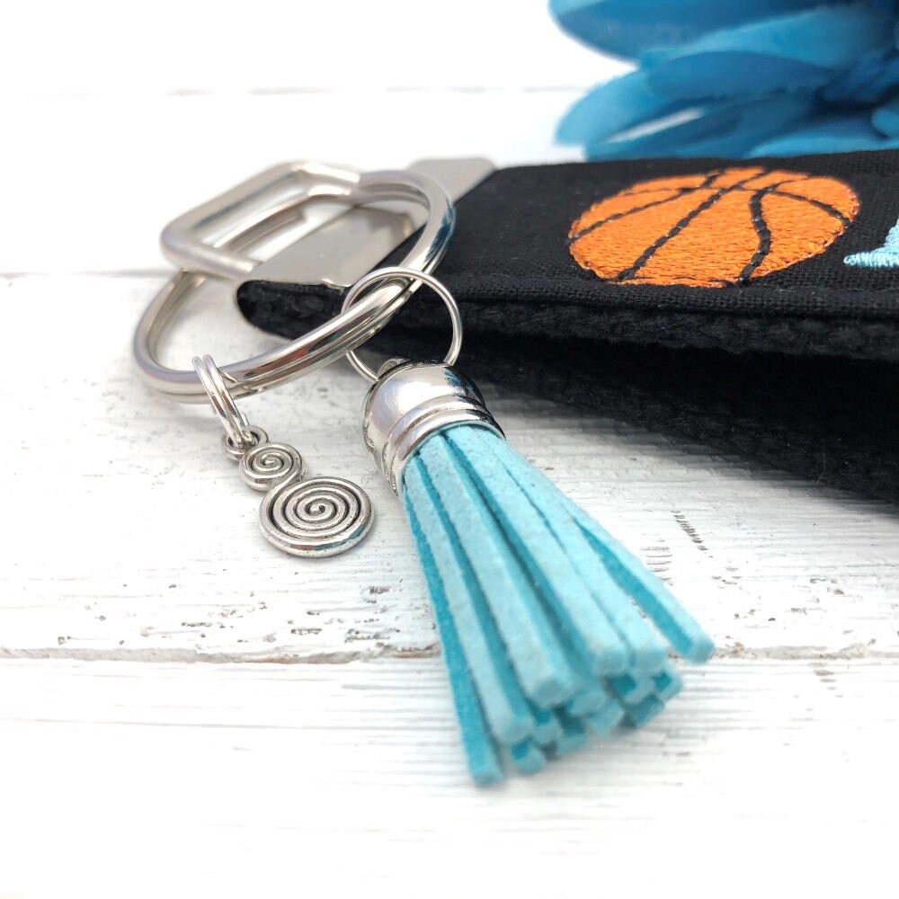 Basketball Mom Embroidered Keychain Key Fob