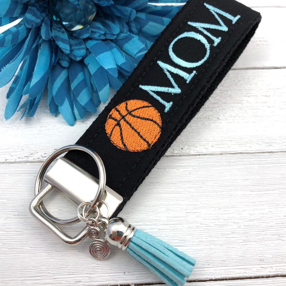 Basketball Mom Embroidered Keychain Key Fob