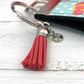 Flip Flop MOM Embroidered Keychain Key Fob Tassel Charm