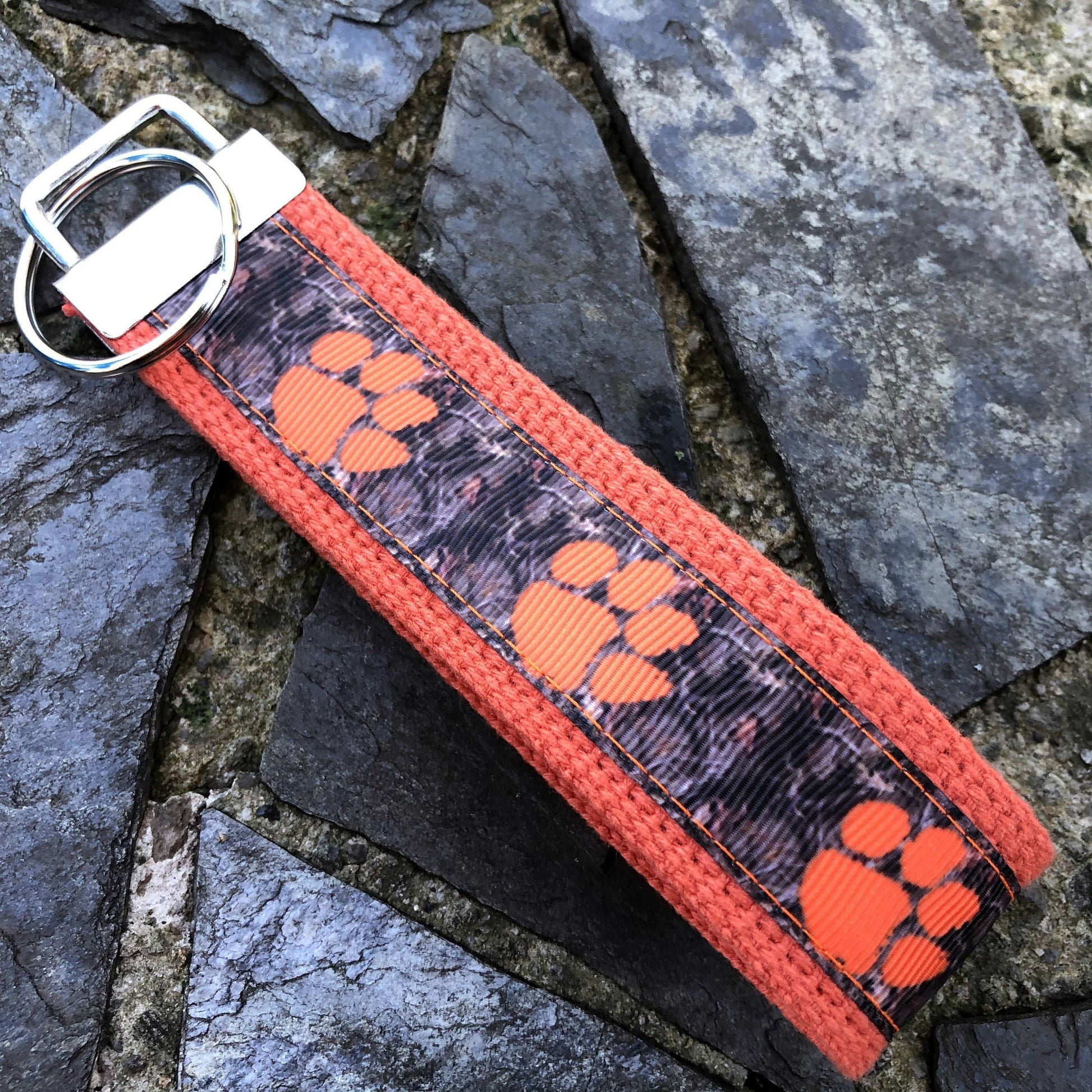 Clemson Keychain Wristlet Keychain Key Fob, Approved Crafter License Holder