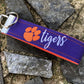 Clemson Wristlet Keychain, Approved Crafter License Holder, Wrist Keychain for Her, Key fob Wristlet, Keychain Wristlet, Clemson Tigers