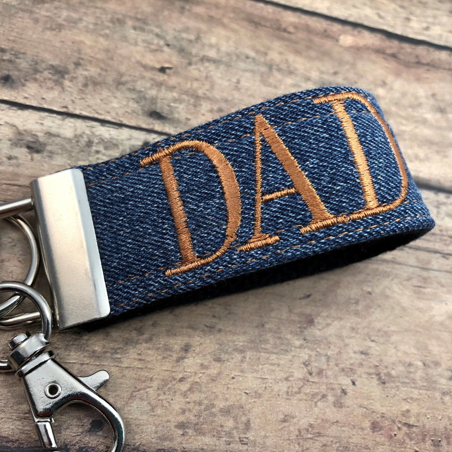 Upcycled Denim Mini Key FOB Keychain for Him - Mini Keychain for Boyfriend, Husband, Father Ideal as Belt Loop Keychain