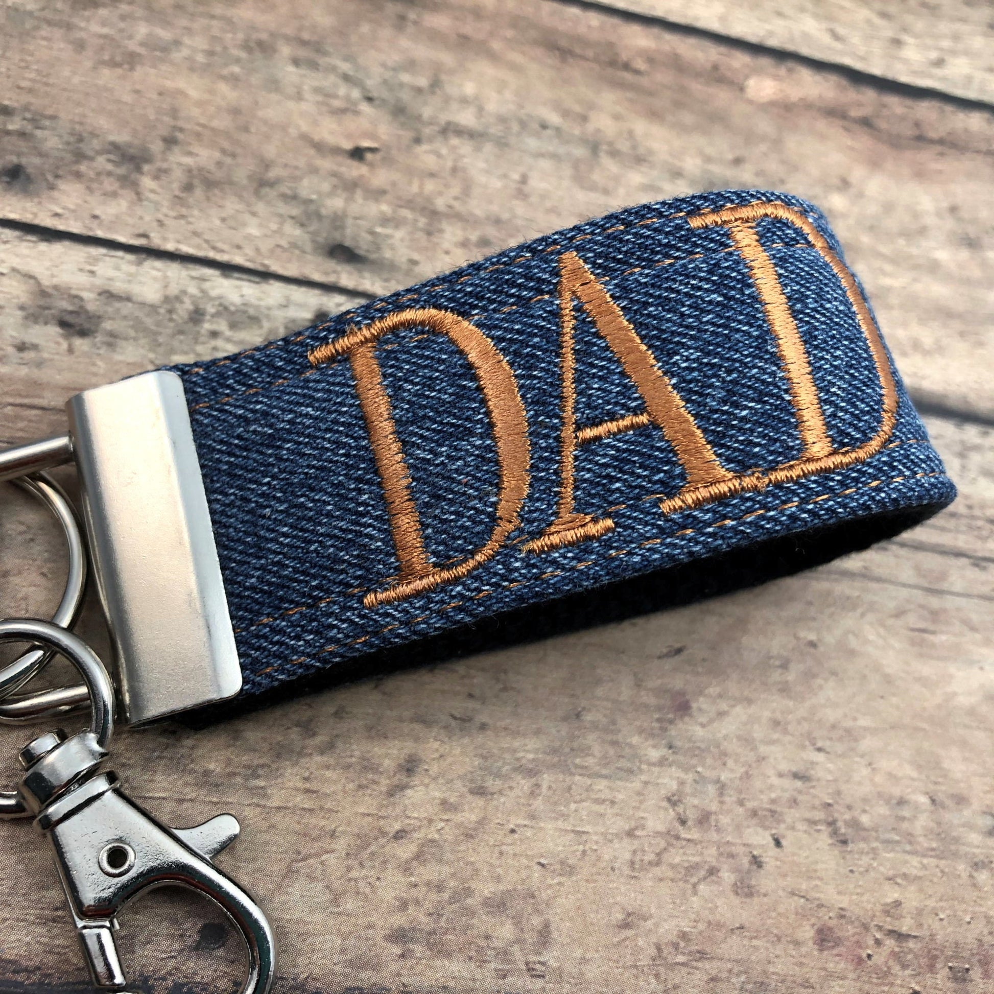 Upcycled Denim Mini Key FOB Keychain for Him - Mini Keychain for Boyfriend, Husband, Father Ideal as Belt Loop Keychain