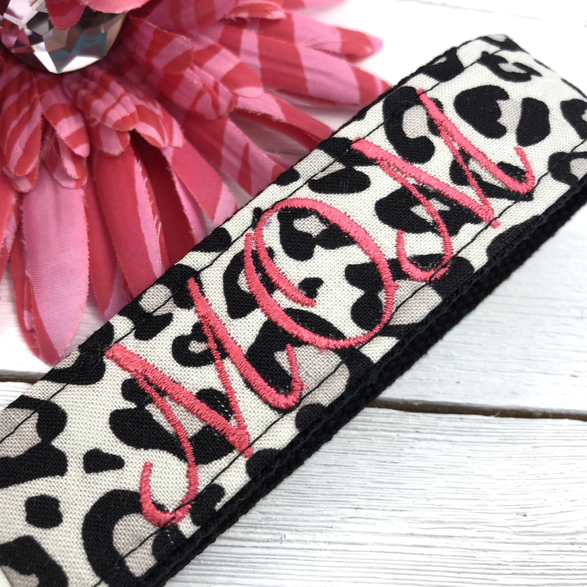 Embroidered Keychain | Mom Gift | Mom Birthday Gift | Mom Keychain | Mom Key chain | Embroidered key fob | Embroidered key chain | Leopard