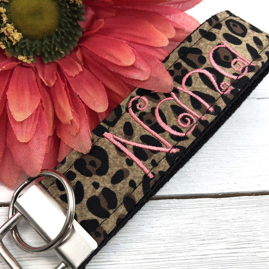 Nana Keychain | Nana Gift | Nana Birthday Gift | Embroidered Keychain | Nana Key chain | Embroidered key fob | Leopard keychain