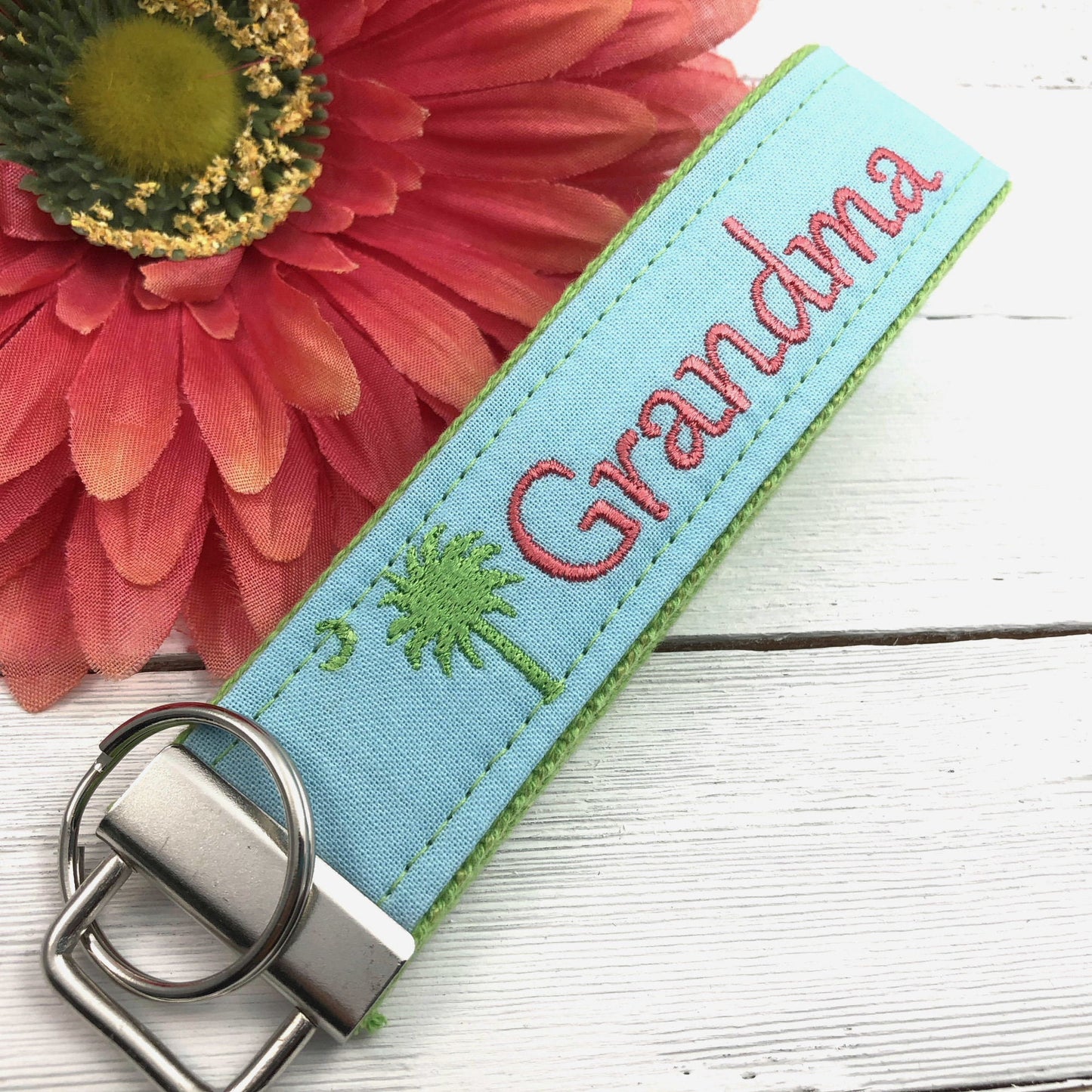 Grandma Keychain, Grandma Gift, Grandma Birthday Gift, Embroidered Keychain, Grandma Key chain, Embroidered key fob, wristlet keychain