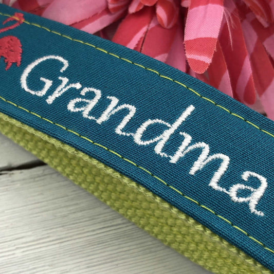 Grandma Keychain, Grandma Gift, Grandma Birthday Gift, Embroidered Keychain, Grandma Key chain, Embroidered key fob, flamingo key chain