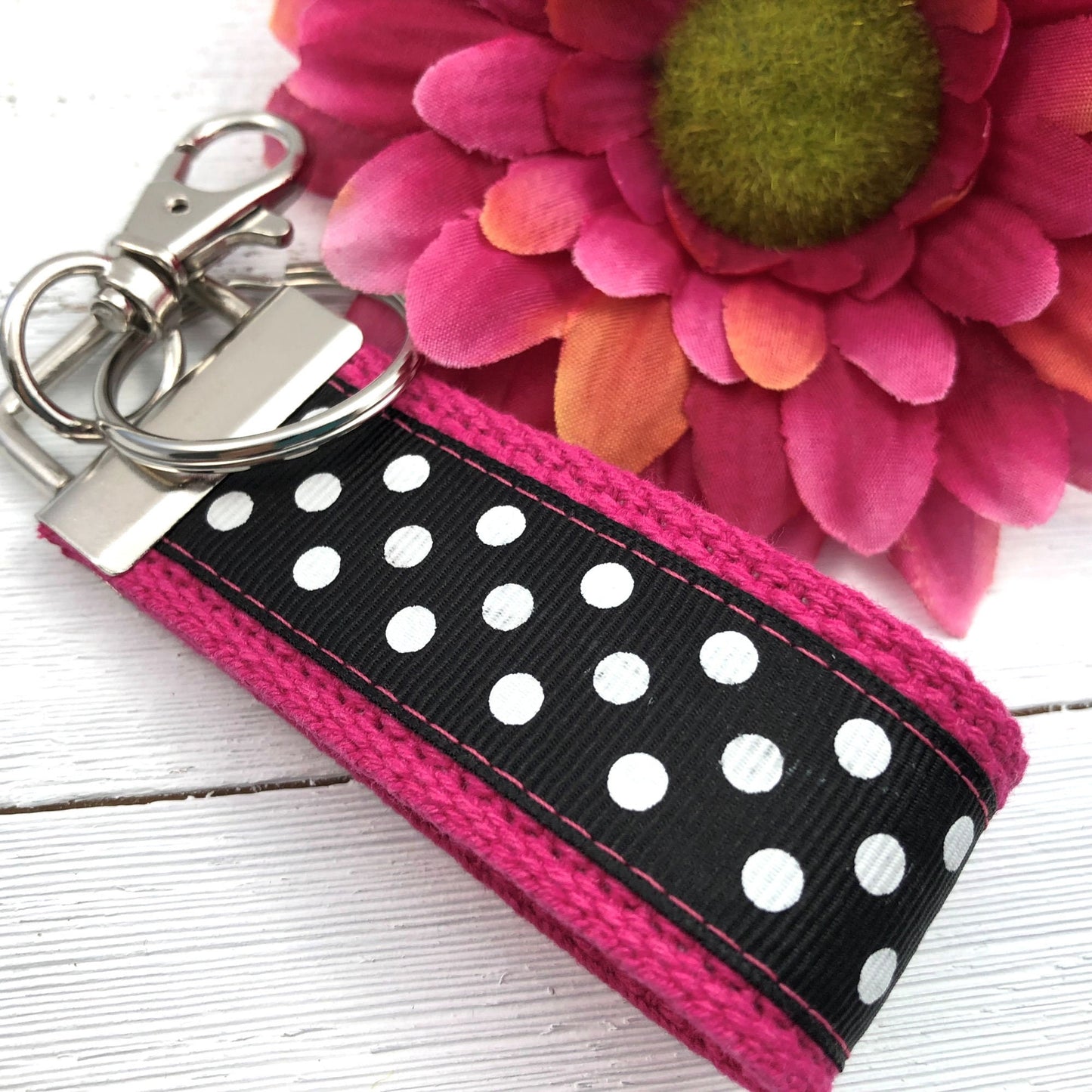 Mini Keychain FOB | Mini Key Fob | Keychain for Women | Purse Mini Keychain | Backpack Keychain | Gift for her | Polka Dot Key fob