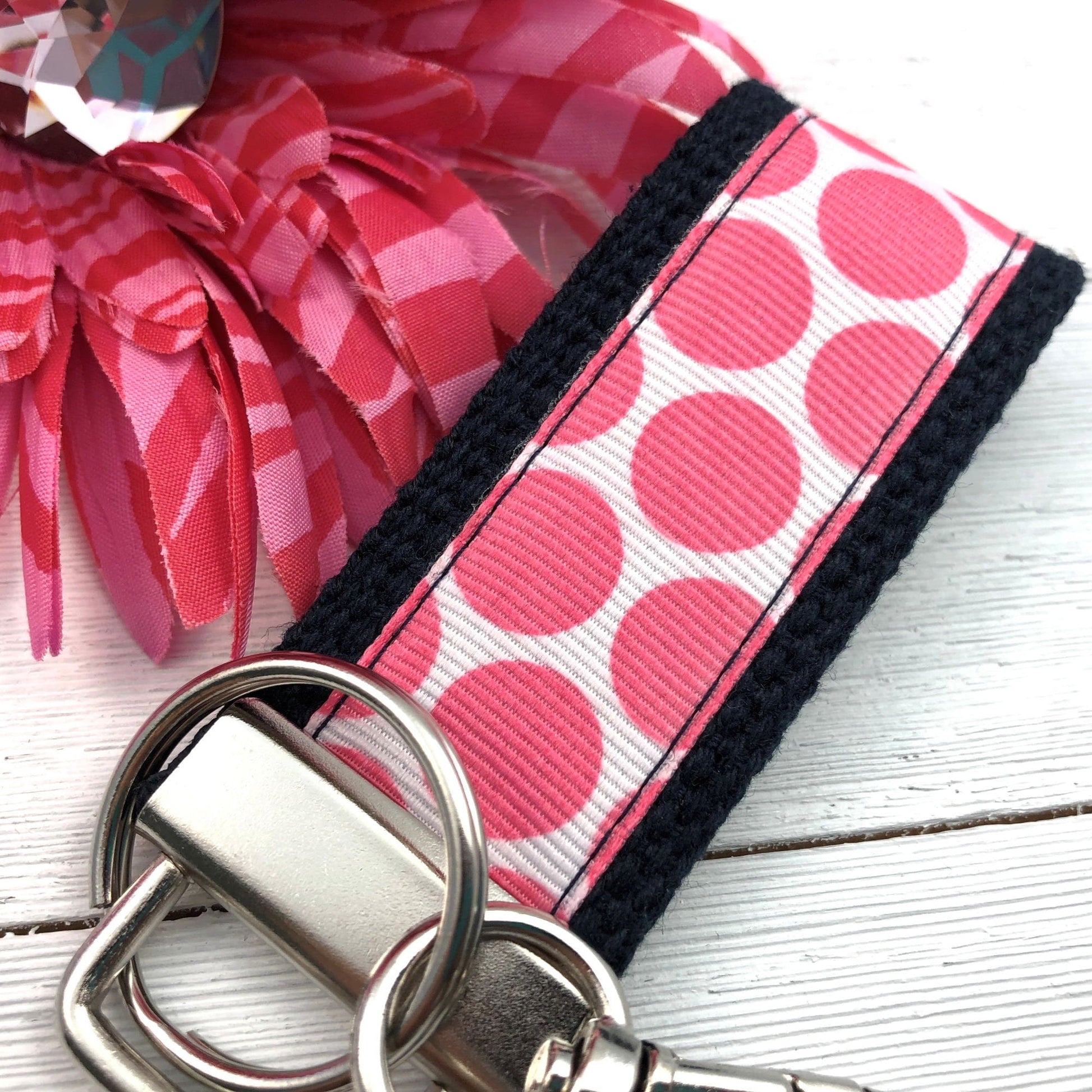 Mini Keychain FOB | Keychain for Women | Purse Mini Keychain | Pink Keychain | Backpack Keychain | Gift for her | Polka Dot Key fob