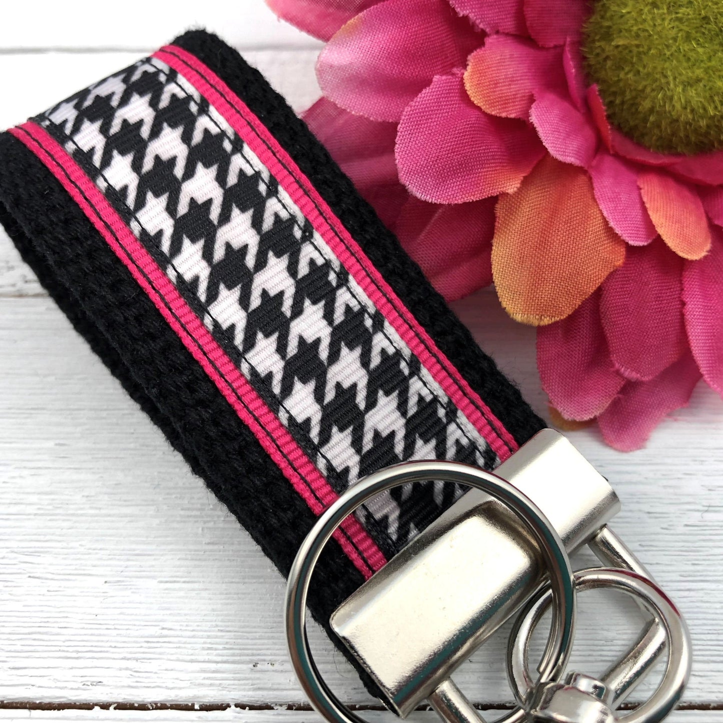 Mini Keychain FOB | Mini Key Fob | Keychain for Women | Purse Mini Keychain | Backpack Keychain | Gift for her | Houndstooth Keychain