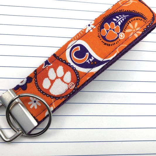 Clemson Keychain Wristlet Keychain Key Fob, Approved Crafter License Holder