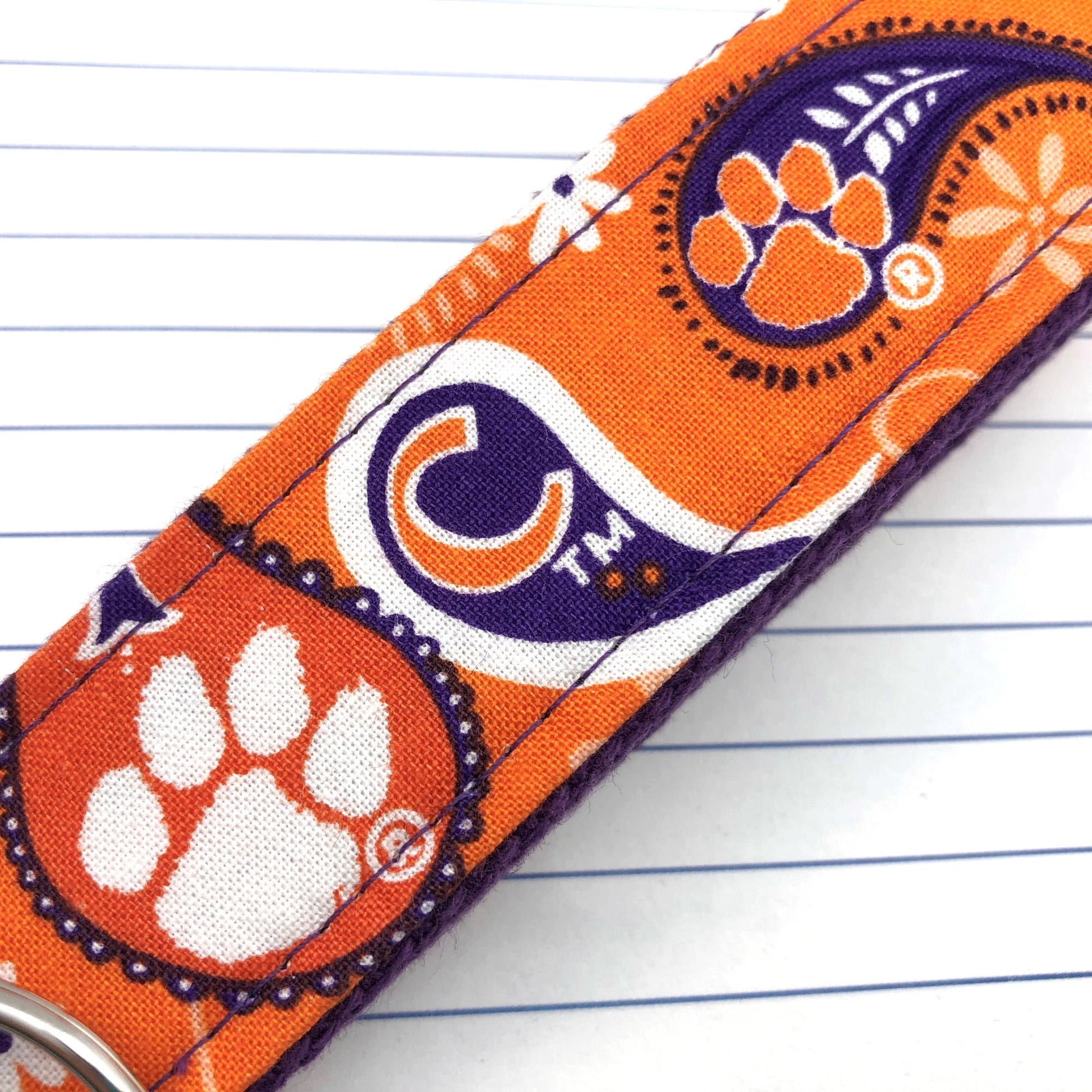 Clemson Keychain Wristlet Keychain Key Fob, Approved Crafter License Holder