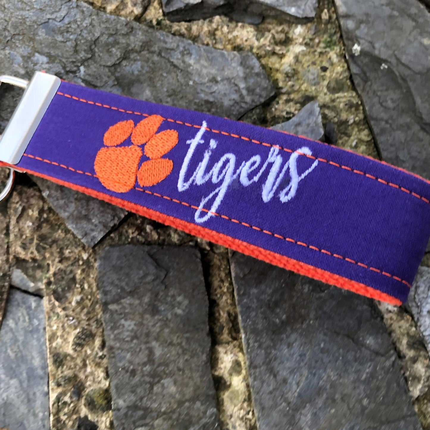 Clemson Wristlet Keychain, Approved Crafter License Holder, Wrist Keychain for Her, Key fob Wristlet, Keychain Wristlet, Clemson Tigers