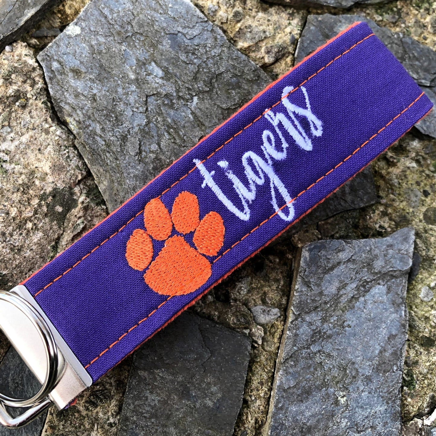 Clemson Wristlet Keychain, Approved Crafter License Holder, Wrist Keychain for Her, Key fob Wristlet, Keychain Wristlet, Clemson Tigers