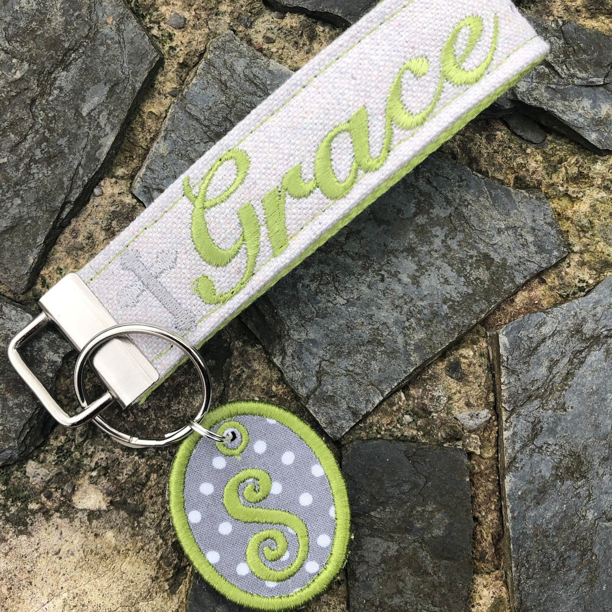 Grace Wristlet Keychain, Wrist Keychain for Her, Key fob Wristlet, Keychain Wristlet, Bracelet Keychain, Inspirational Keychain, Monogram
