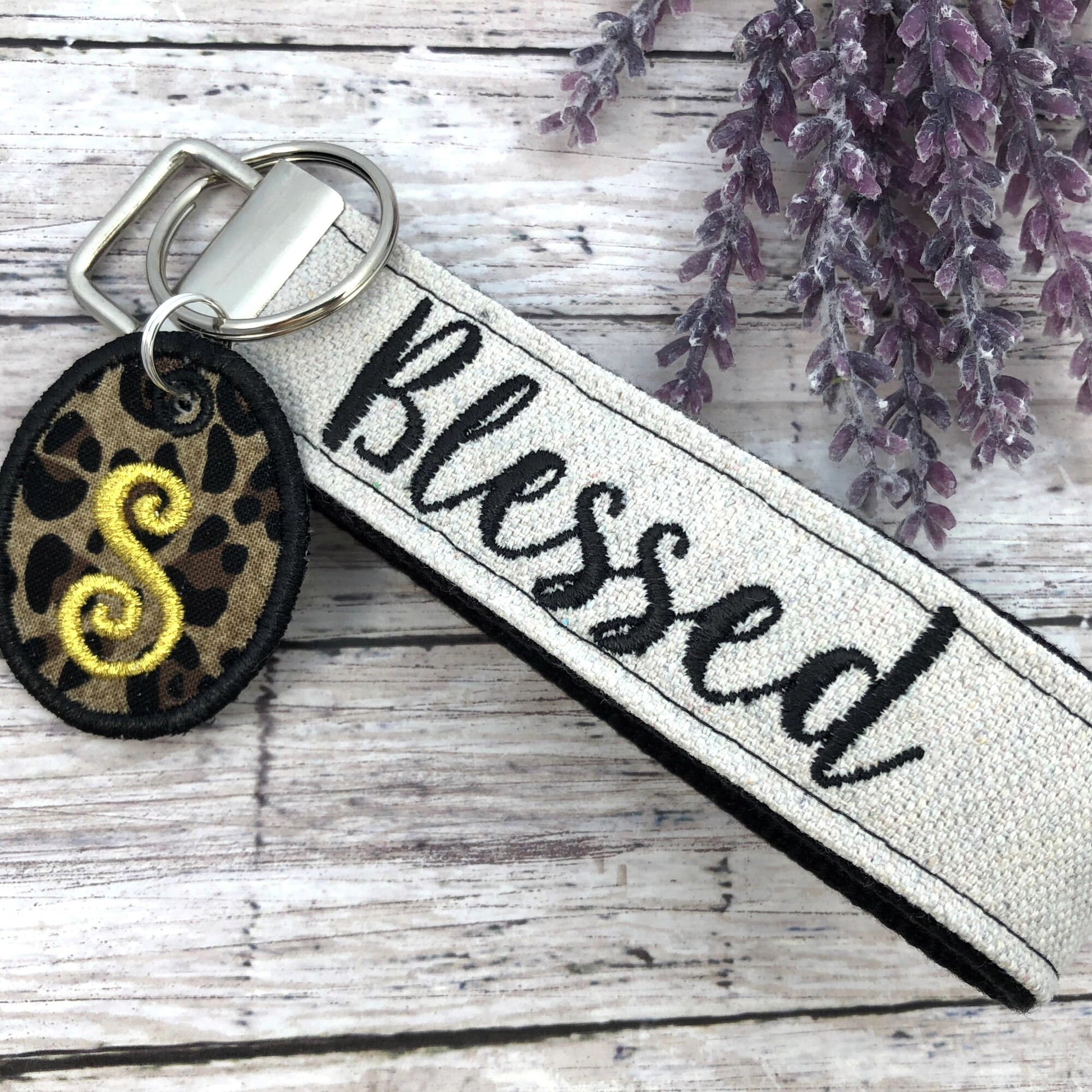 Blessed Wristlet Keychain, Wrist Keychain for Her, Key fob Wristlet, Keychain Wristlet, Bracelet Keychain, Inspirational Keychain, Monogram