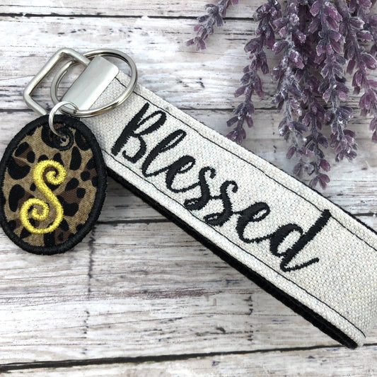Blessed Wristlet Keychain, Wrist Keychain for Her, Key fob Wristlet, Keychain Wristlet, Bracelet Keychain, Inspirational Keychain, Monogram