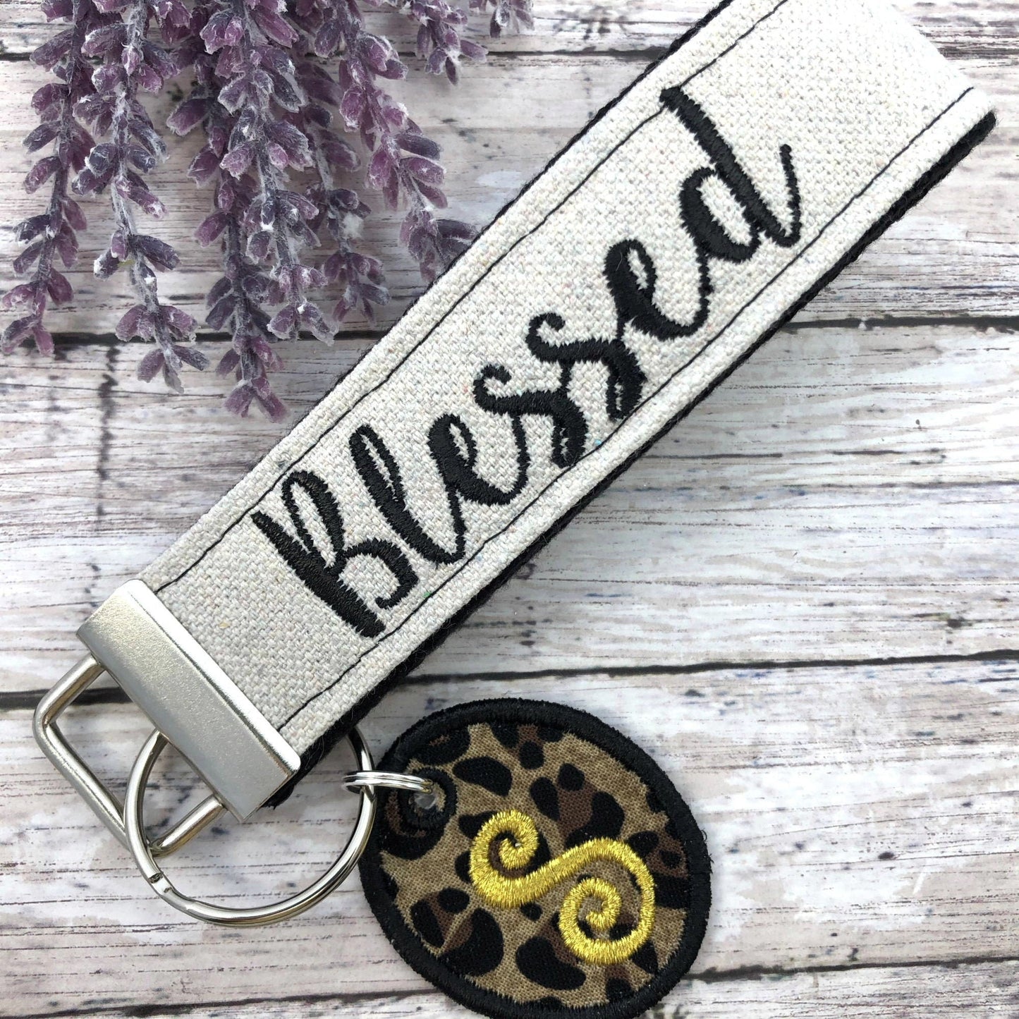Blessed Wristlet Keychain, Wrist Keychain for Her, Key fob Wristlet, Keychain Wristlet, Bracelet Keychain, Inspirational Keychain, Monogram