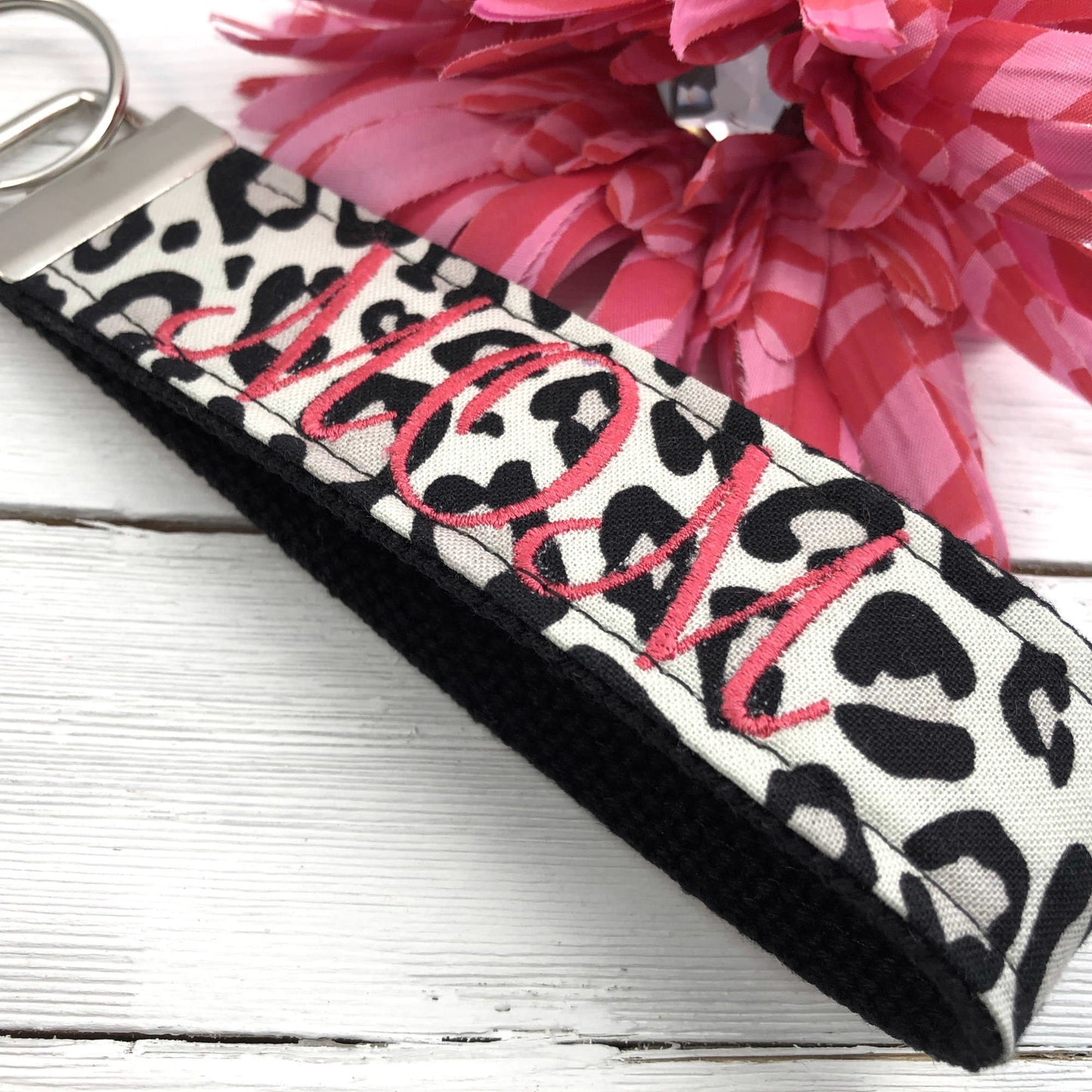 Embroidered Keychain | Mom Gift | Mom Birthday Gift | Mom Keychain | Mom Key chain | Embroidered key fob | Embroidered key chain | Leopard
