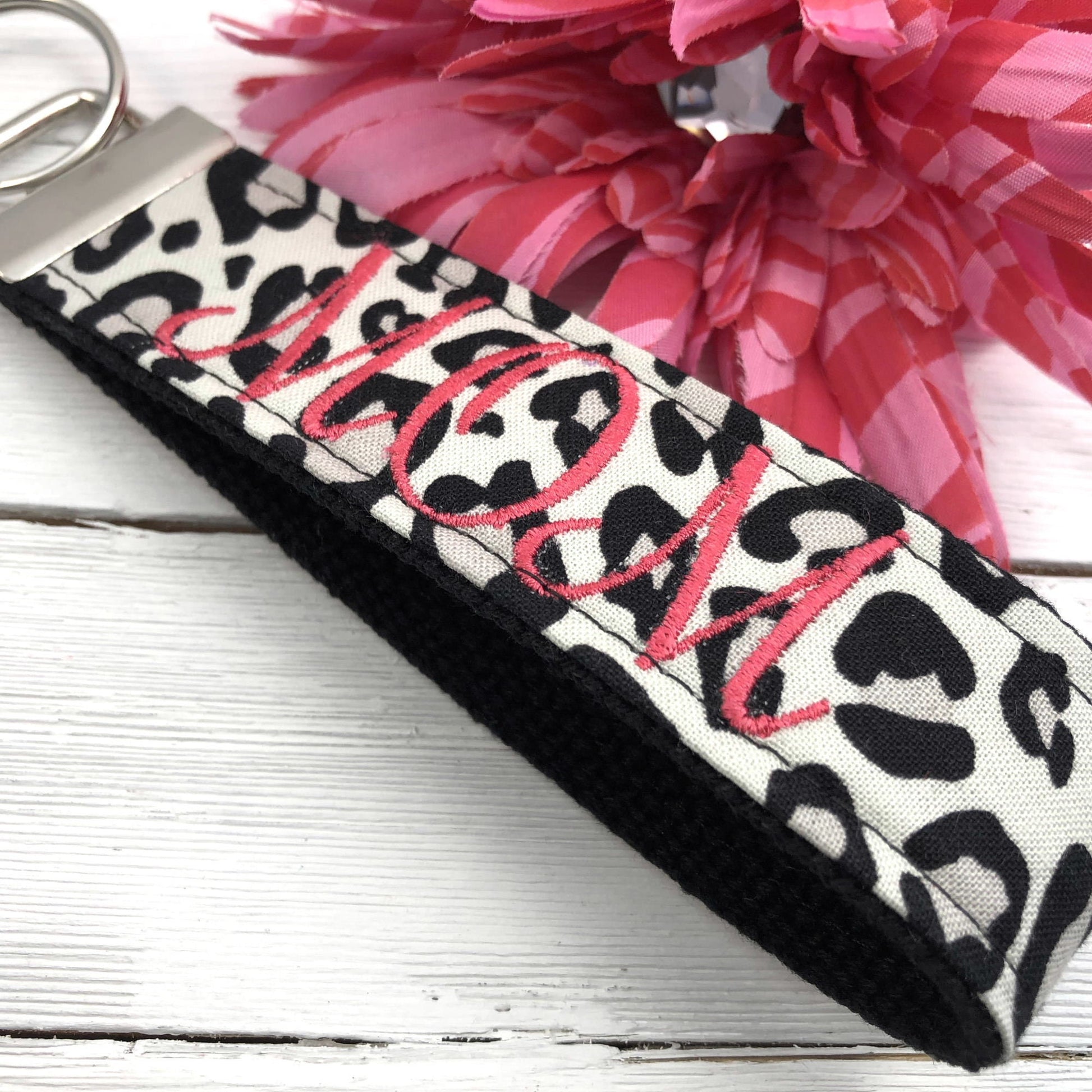Embroidered Keychain | Mom Gift | Mom Birthday Gift | Mom Keychain | Mom Key chain | Embroidered key fob | Embroidered key chain | Leopard